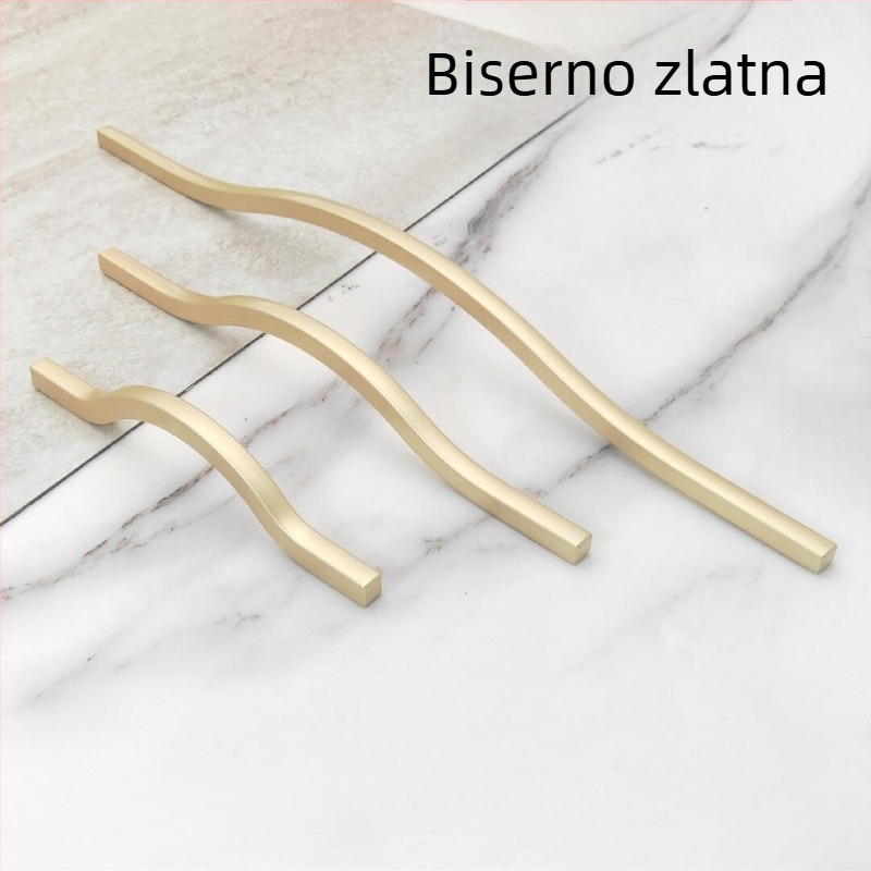 Zlatna ručica za garderobu, moderni minimalistički stil, diskretan luksuz, namještajni hardver, nordijski dizajn, montaža s jednim otvorom