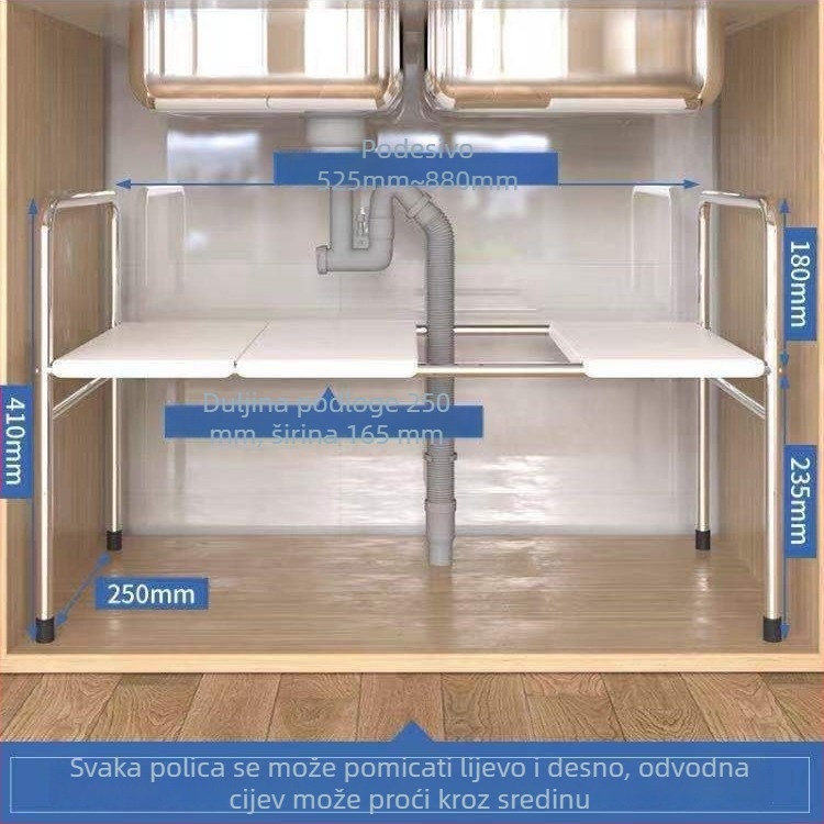 Izvlačni organizator ispod sudopera, crni stalak za lonce, multifunkcionalno skladište za kupaonicu