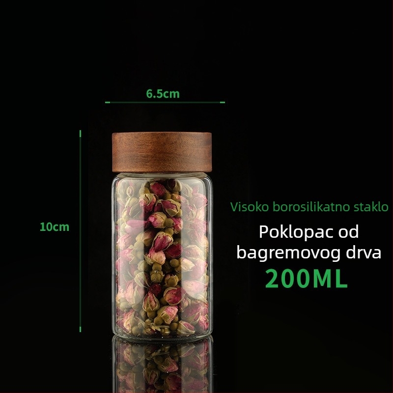 Posuda od drveta akacije za žitarice, velika zapremina, čvrsto zatvaranje, prehrambene kvalitete, za kućnu upotrebu, otporna na vlagu i štetnike