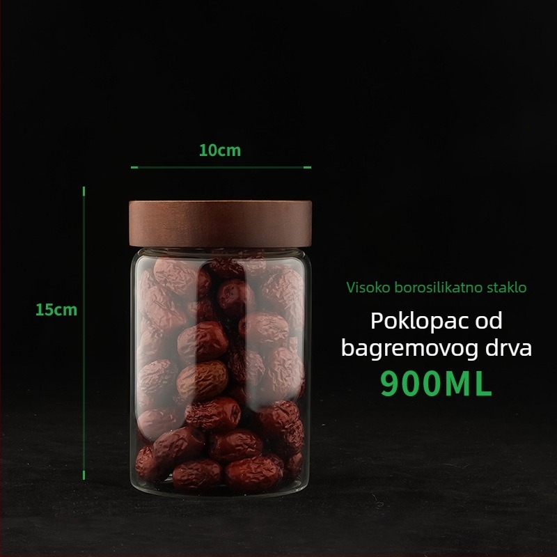Posuda od drveta akacije za žitarice, velika zapremina, čvrsto zatvaranje, prehrambene kvalitete, za kućnu upotrebu, otporna na vlagu i štetnike