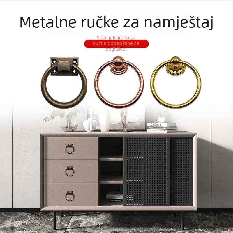 Vintage brončani prstenovi za namještaj – ručke za vrata ormara i ladice