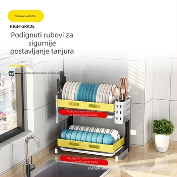 Stalak za posuđe od 304 nehrđajućeg čelika, odvodni stolni stalak s tri razine