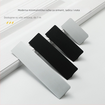 Drška za ormar od kosmičkog aluminija, mat završni sloj, moderan minimalistički skandinavski stil, europski dizajn, otvori za montažu 64/96/128 mm
