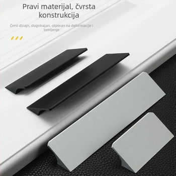 Drška za ormar od kosmičkog aluminija, mat završni sloj, moderan minimalistički skandinavski stil, europski dizajn, otvori za montažu 64/96/128 mm