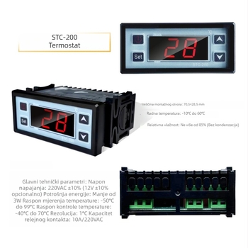 STC-200+ Digitalni regulator temperature s mikroračunalom za skladištenje u hladnjaku