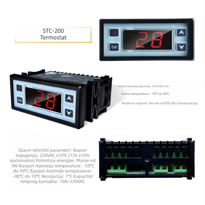 STC-200+ Digitalni regulator temperature s mikroračunalom za skladištenje u hladnjaku