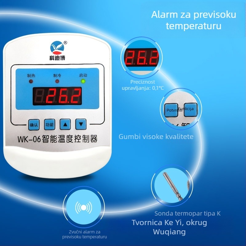 Digitalni termostat s zaslonom, inteligentni elektronički regulator temperature za grijanje i kotao, termostat za akvarij i kućne ljubimce