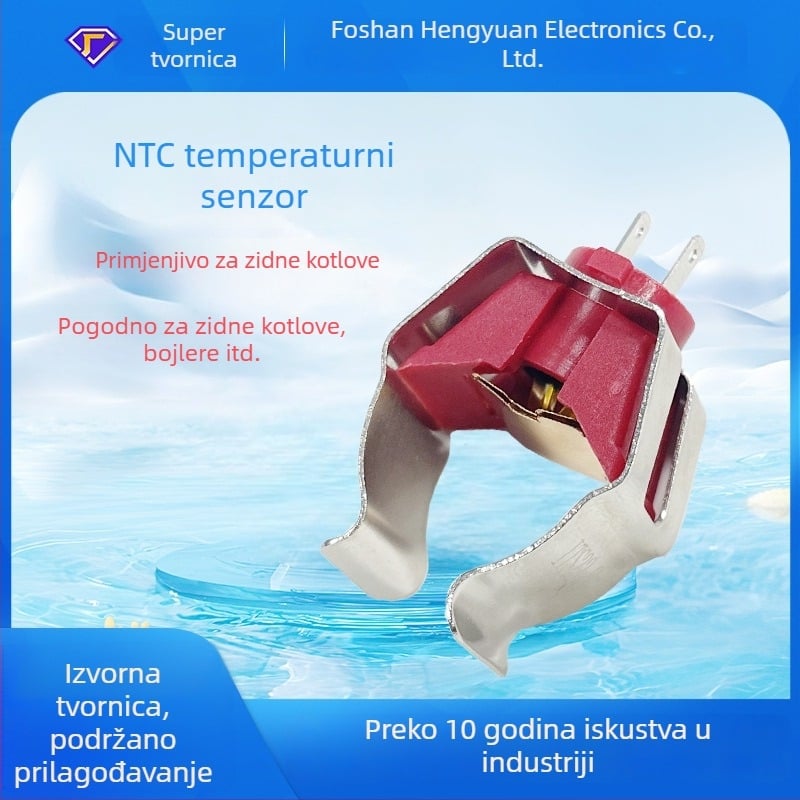10K3950 NTC termistor, spona za cijev tipa G18, bakreno-niklani premaz, senzor temperature za zidne bojlere i kućne bojlere s vodom