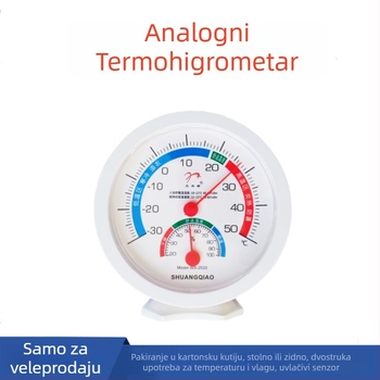 WS-2020/2021 Analogni termometar i higrometar, unutarnji zidni mjerač temperature i vlage sa senzorskom pločicom