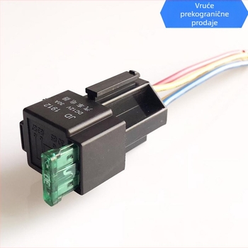 12V automatsko rele s 4 pinom, s utičnicom srednjeg tipa osigurača i 30A osiguračem, uz bazu