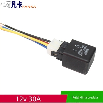 Automobilsko relej klimatizacije, četveropolno, DC 12V, 30A, crno kućište RD401 sa bazom