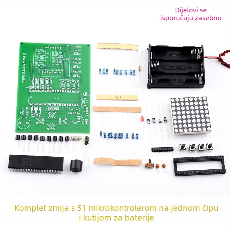 DIY elektronički komplet za učenike: Snake igraća konzola sa 8051 mikrokontrolerom i dijelovi za lemjenje
