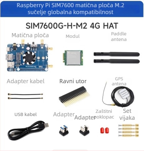 Proširena ploča Raspberry Pi 4G, SIM7600G-H, M.2 modul, Global GNSS višefrekvencijski, visoka brzina