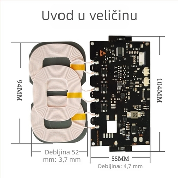 22W visoko učinkovit bežični modul za punjenje za vozilo i vanjski izvor napajanja PCBA, brzo punjenje 12V