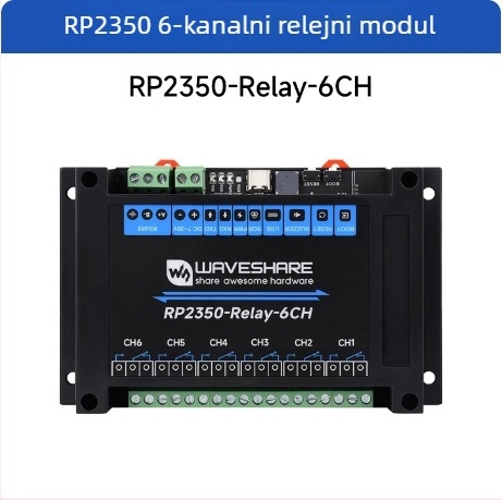 Raspberry Pi RP2350 razvojna ploča, industrijskog razreda, 6-kanalni relejni modul, izolirano RS485 sučelje