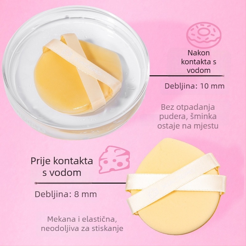 Deviruchi set pudernih puffova s dvostrukom trakom — za temelj i puder u prahu, suha i mokra uporaba, izuzetno mekan, glatka primjena