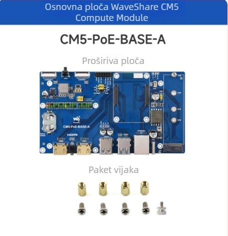 Raspberry Pi CM5 matična ploča IO proširenje s PoE za Compute Module 5