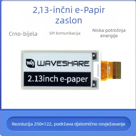 2,13-inčni E Ink zaslon, modul za prikaz sa SPI sučeljem, kompatibilan s Raspberry Pi 4B