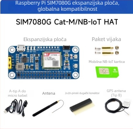 Proširena ploča Raspberry Pi 4 SIM7080G za IoT NB-IoT EMTC GNSS