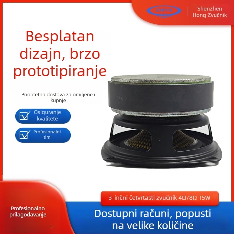 3-inčni puni frekvencijski zvučnik, 4 Ω / 8 Ω, 15 W Bluetooth zvučnik za instrumente