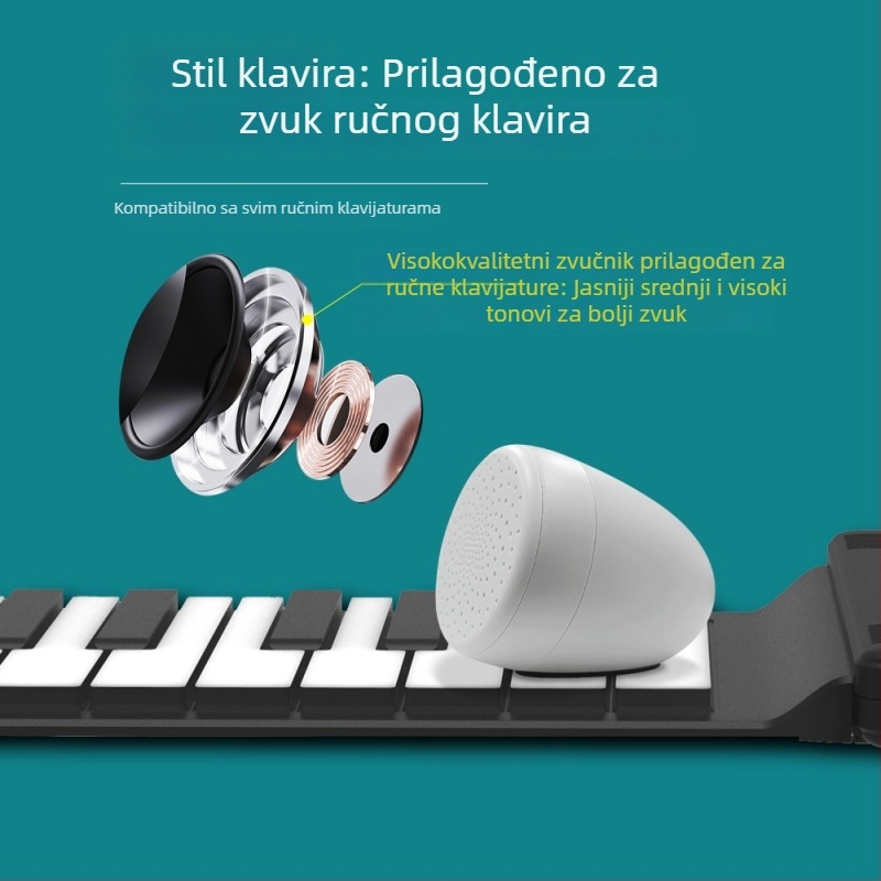 Roll-Up zvučnik za klavijaturu, prijenosni mali stolni zvučnik za glazbene instrumente, visoko kvalitetan ABS + rog materijal