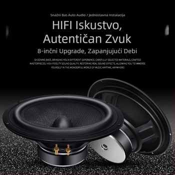 8-inčni subwoofer od karbonskih vlakana u obliku kugle za auto audio sustav, 6 Ω, 50/80 W, zvučnik s rogom bez gubitaka