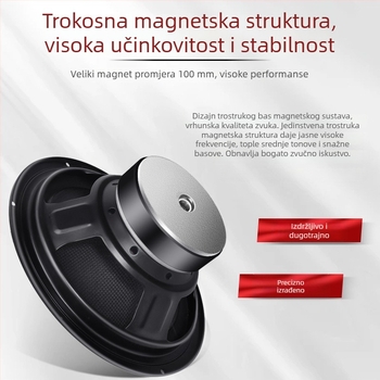 8-inčni subwoofer od karbonskih vlakana u obliku kugle za auto audio sustav, 6 Ω, 50/80 W, zvučnik s rogom bez gubitaka