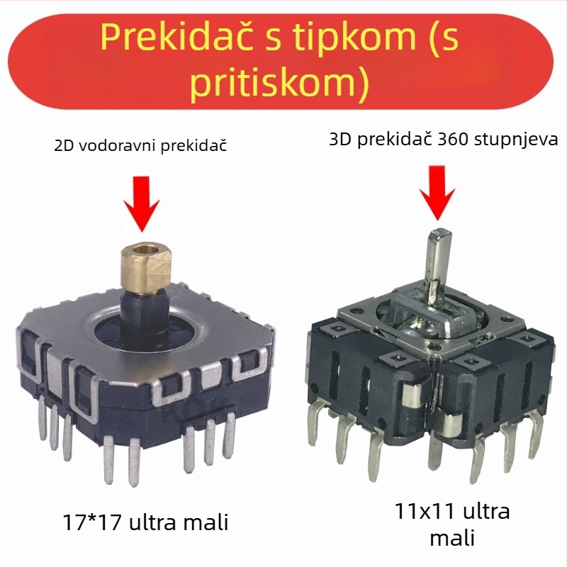 KQK Rocker prekidač: 360° mini joystick s potenciometrom 11×11, 3D usmjereni upravljač za gamepad / selfie štapić