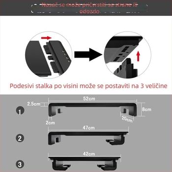 KM03 Sklopivi nosač za laptop i monitor s USB punjenjem, plastični stolni stalak za pohranu