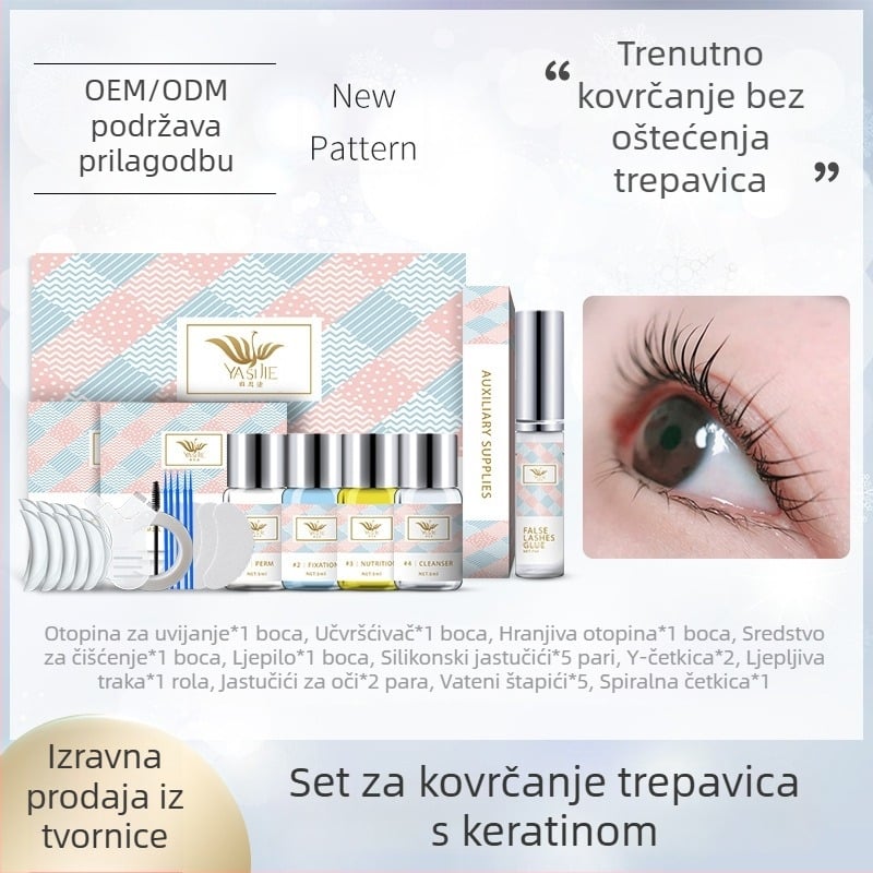 Set keratinskog podizanja trepavica, jednostavan za korištenje, dugotrajna kovrčavost, ljepilo za fiksiranje trepavica u stilu Barbie