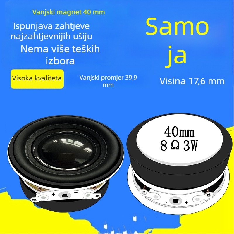 ERQU 40 mm vodootporan vanjski magnetski basni kompaktni zvučnik, 8 Ω, 3 W, srednjebasni