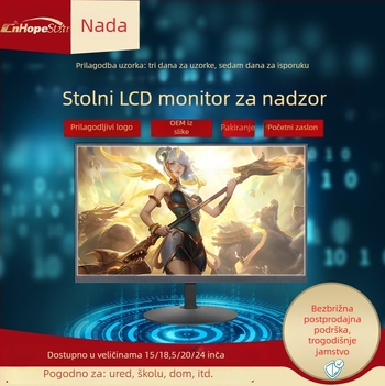 Višestrani LCD monitor 23,6/21,5/18,5 inča za nadzor u sigurnosnoj prostoriji – stolni TFT zaslon s LED pozadinskim osvjetljenjem, 16:9, 1366x768, ulazi DVI, HDMI, VGA i audio