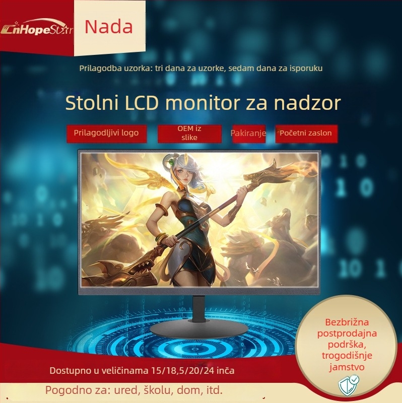Višestrani LCD monitor 23,6/21,5/18,5 inča za nadzor u sigurnosnoj prostoriji – stolni TFT zaslon s LED pozadinskim osvjetljenjem, 16:9, 1366x768, ulazi DVI, HDMI, VGA i audio