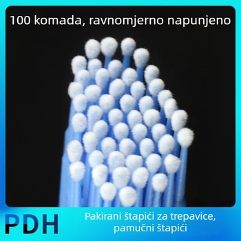 Nano pamučne štapiće za čišćenje produženih trepavica i uklanjanje lažnih trepavica, mali vrh, pakirano, kozmetički pribor za tetoviranje