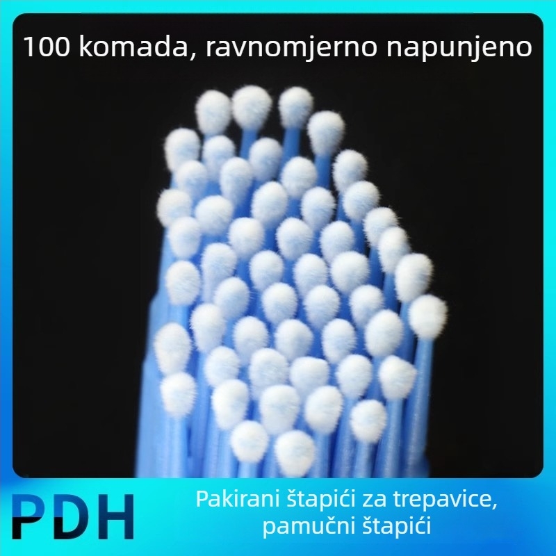 Nano pamučne štapiće za čišćenje produženih trepavica i uklanjanje lažnih trepavica, mali vrh, pakirano, kozmetički pribor za tetoviranje