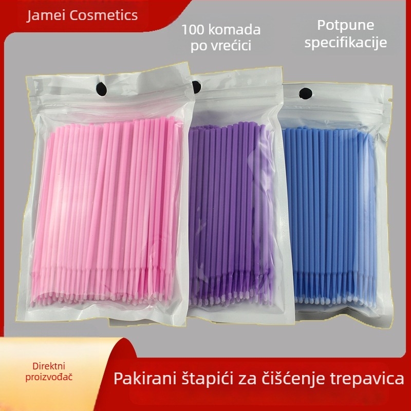 Nano pamučne štapiće za čišćenje produženih trepavica i uklanjanje lažnih trepavica, mali vrh, pakirano, kozmetički pribor za tetoviranje
