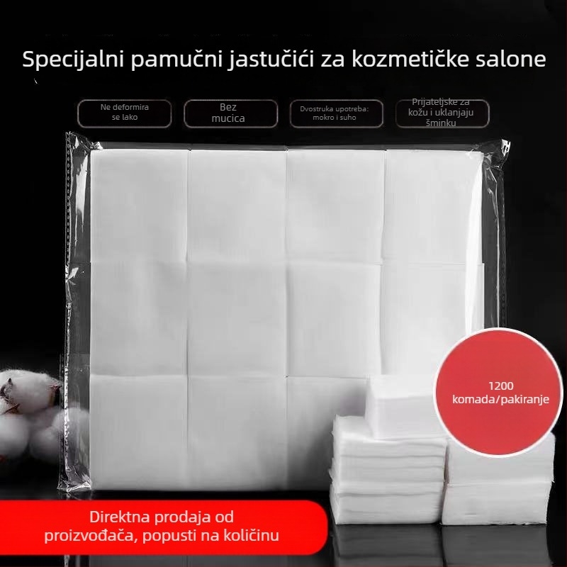 Jednokratne vate za uklanjanje šminke od netkanog materijala, veličina 6×7 cm, 1200 komada