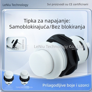 12 mm samouzključavajući/bez zaključavanja gumb prekidač DS-425, navojni, bijeli, dvopinski, mali okrugli