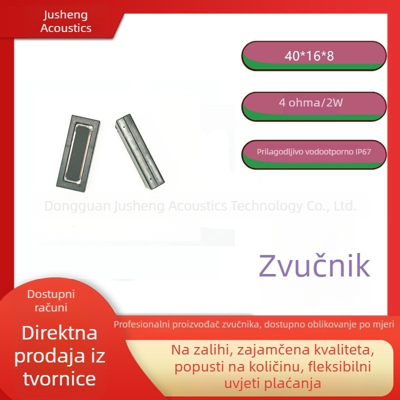 JS 1134 Visokoučinkovit vodootporni rog zvučnik, dimenzije 40×16×8 mm