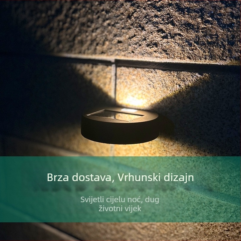 Solarna vanjska zidna svjetiljka za vrt i balkon, jednostavan dizajn, svjetlo s učinkom pranja zida, vodootporna svjetiljka s konveksnim zrcalom