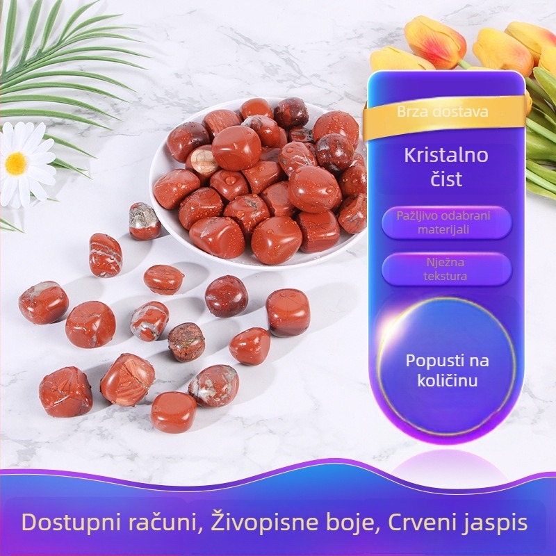 Polirani ovalni crveni jasper dekorativni kamen za akvarij i žardinjeru