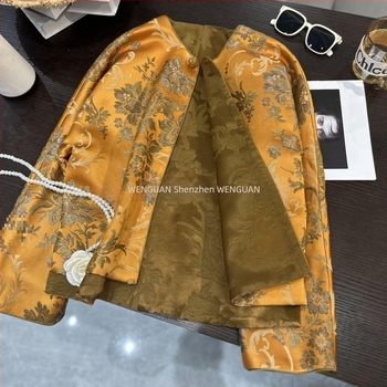 Ženski vintage dvostrani kardigan-jakna od svile i lana, dvostrano nošenje, jesen, kineski stil