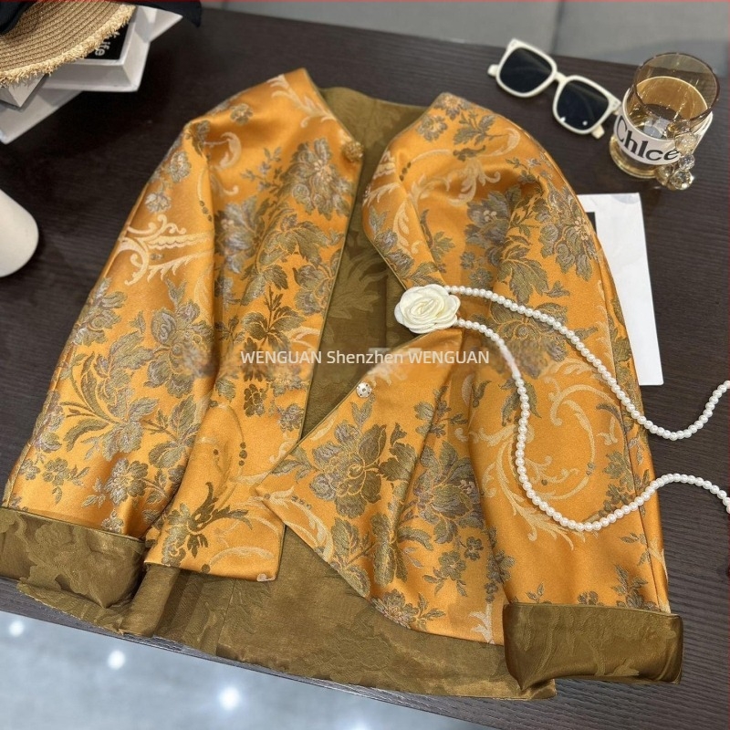 Ženski vintage dvostrani kardigan-jakna od svile i lana, dvostrano nošenje, jesen, kineski stil