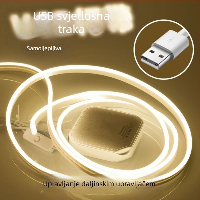 USB LED traka s daljinskim upravljačem i vremenskim prekidačem, napajanje iz utičnice, samoljepljiva ambijentalna svjetiljka