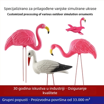 Prilagodljiv realističan plastični flamingo i bijeli žerav — dekor vrt za vanjsku upotrebu