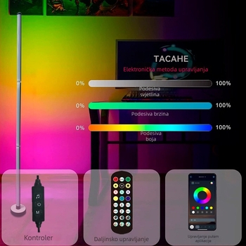 RGB ambijentalna podna svjetiljka za dnevni boravak i spavaću sobu, ugao sobe, ritam glazbe, LED
