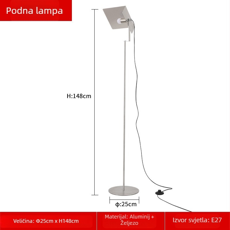 Podna lampa od nehrđajućeg čelika za dnevni boravak i blagovaonu, stojeca lampa, tri temperature boje rasvjete, LED rasvjeta s mogućnošću prilagodbe jačine, moderni minimalistički dizajn