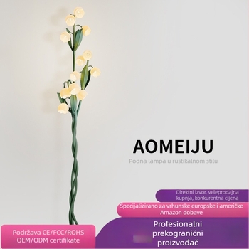 Podna lampa Lily-of-the-Valley za dnevni boravak, vintage francuski seoski stil, cvjetna lampica uz kauč