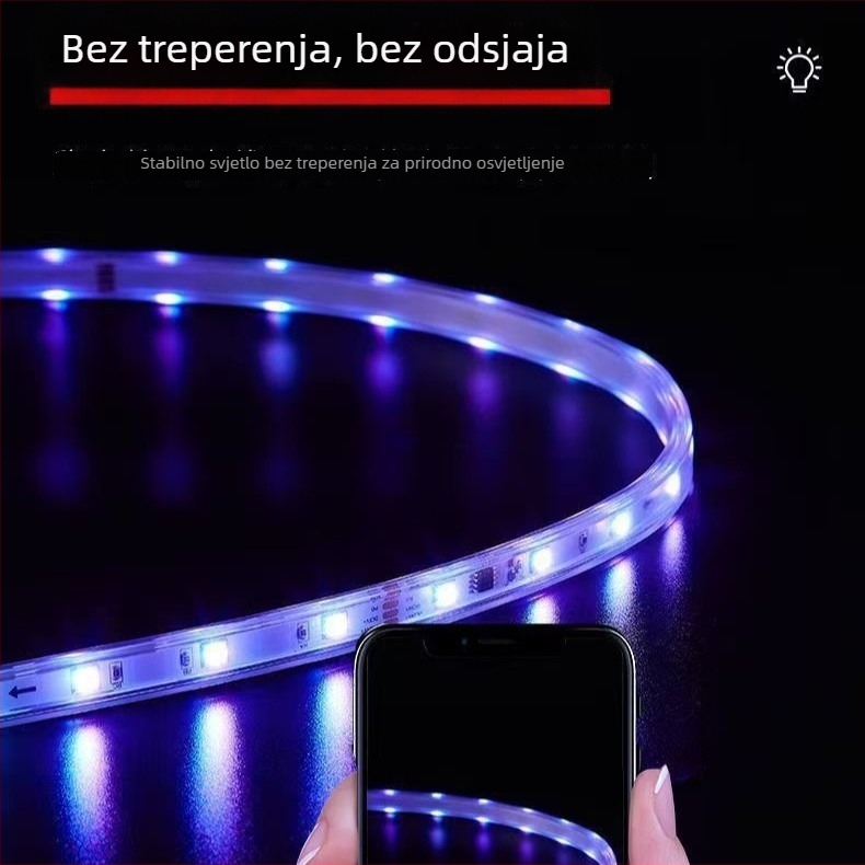 LED traka s šarenim tekućim svjetlima, 12–24V, funkcija nastavka pri prekidu, vodootporna za vanjsku uporabu, za oglašavanje i ukrašavanje