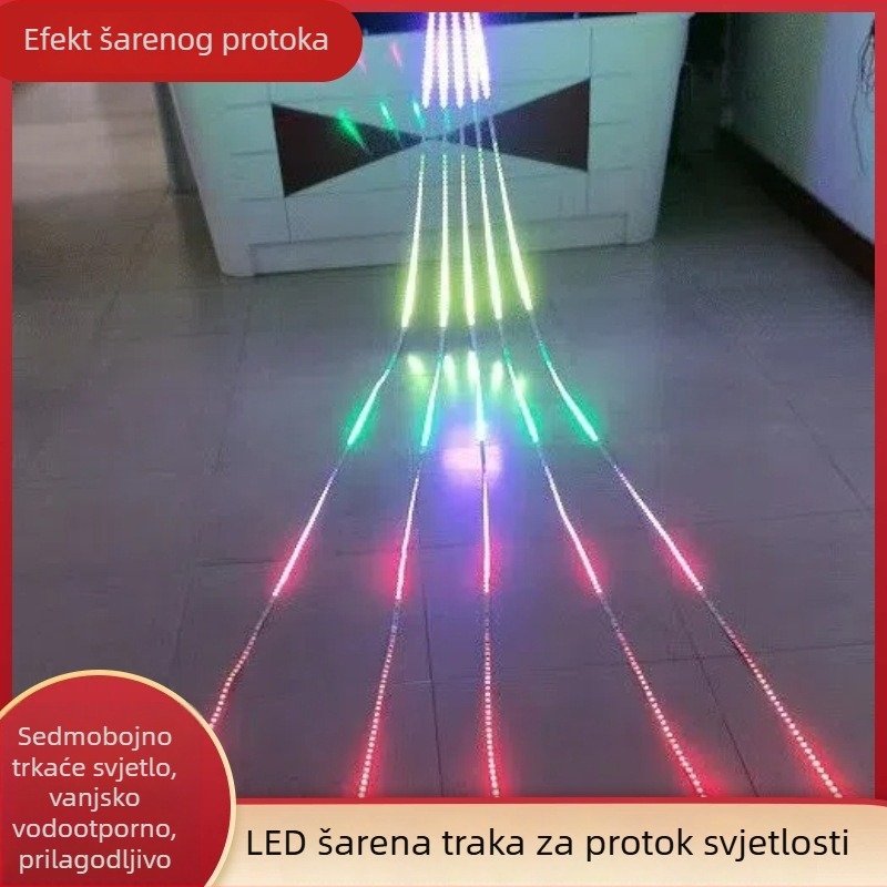 LED traka s šarenim tekućim svjetlima, 12–24V, funkcija nastavka pri prekidu, vodootporna za vanjsku uporabu, za oglašavanje i ukrašavanje